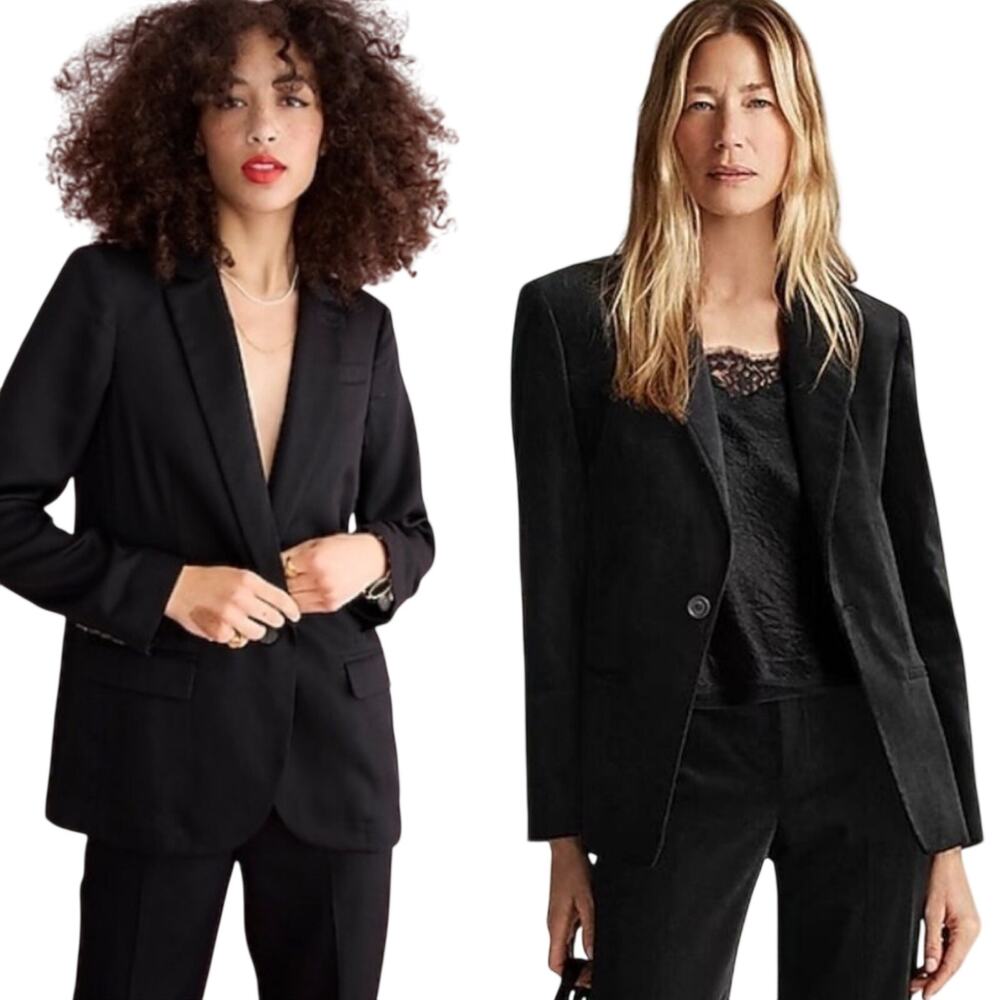 J Crew Alfie Blazer Jacket Lyocell Woven Single Front Button Black Womens 0 P